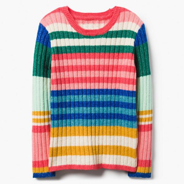 Colorful striped girl\'s sweater.