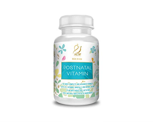 Bottle of Postnatal Vitamins.