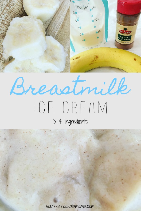 Pinterest graphic with text for Breastmilk Ice Cream and breastmilk ice cream ingredients.